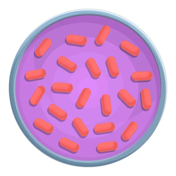 Ícone de vírus placa Petri, estilo cartoon — Vetor de Stock