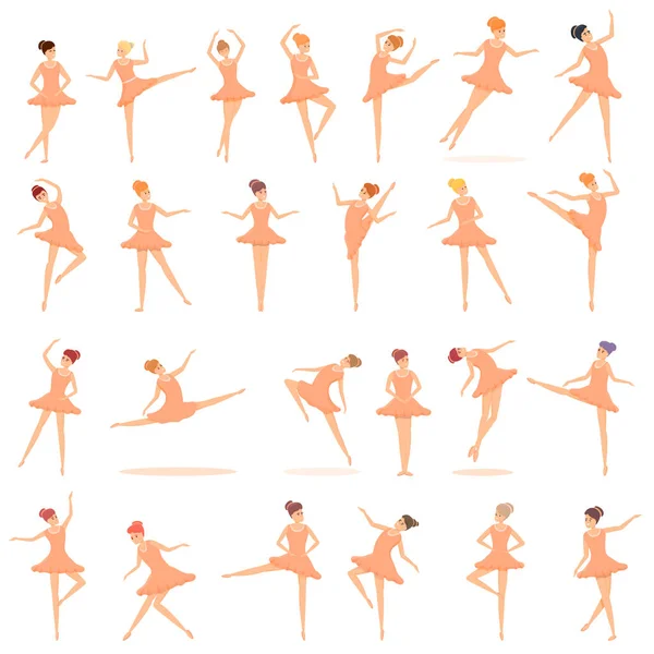 Conjunto de iconos de la escuela de ballet, estilo de dibujos animados — Vector de stock