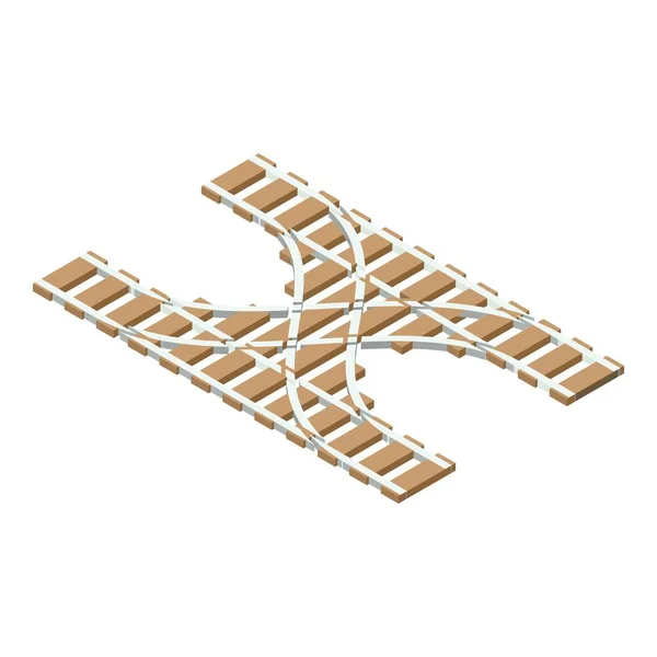 Icona di intersezione ferroviaria, stile isometrico — Vettoriale Stock