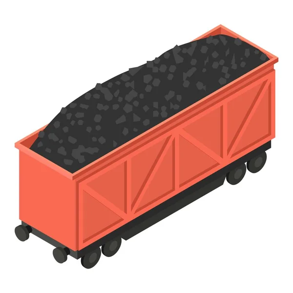 Coal full wagon icon, isometric style — Stock Vector