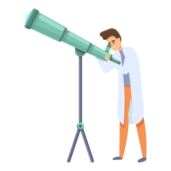 Teleszkóp kutatás tudós ikon, rajzfilm stílus — Stock Vector