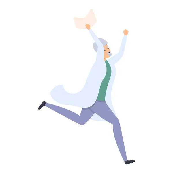 Ícone de cientista correndo feliz, estilo de desenho animado —  Vetores de Stock