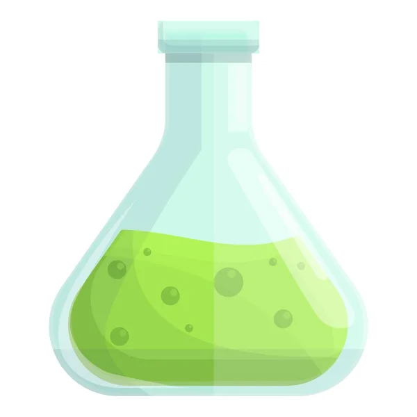 Acid chemical flask icon, cartoon style — Stock Vector