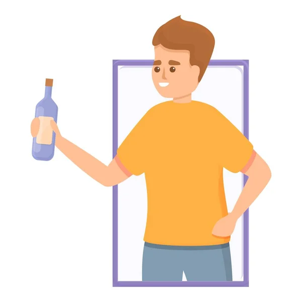 Wino butelka online strona ikona, styl kreskówki — Wektor stockowy