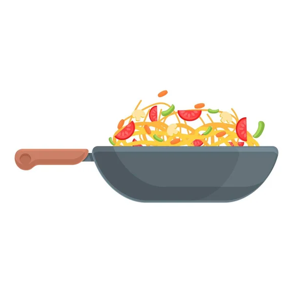 Wok ícone de cozinha de alimentos, estilo dos desenhos animados —  Vetores de Stock