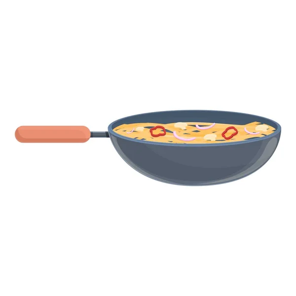 Icône de casserole chaude Wok nourriture, style dessin animé — Image vectorielle