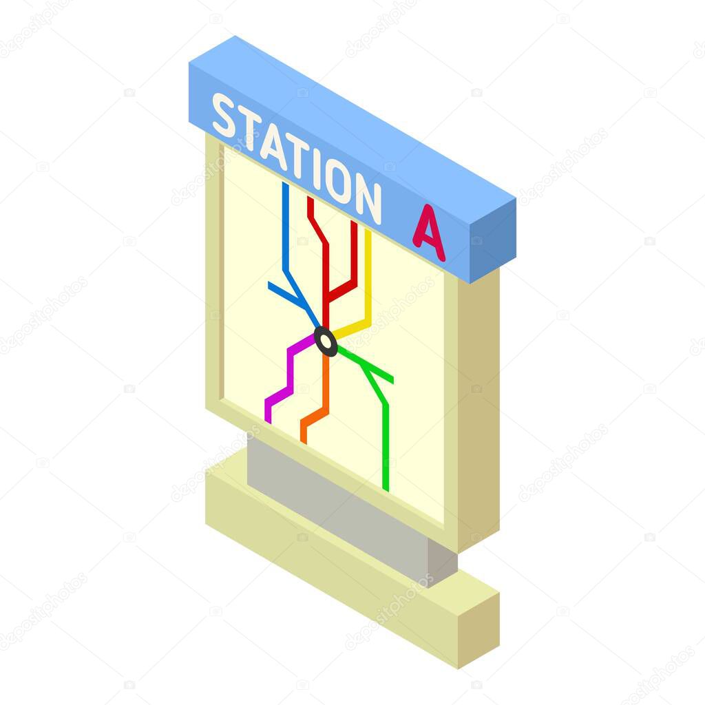 Railway station light board icon, isometric style