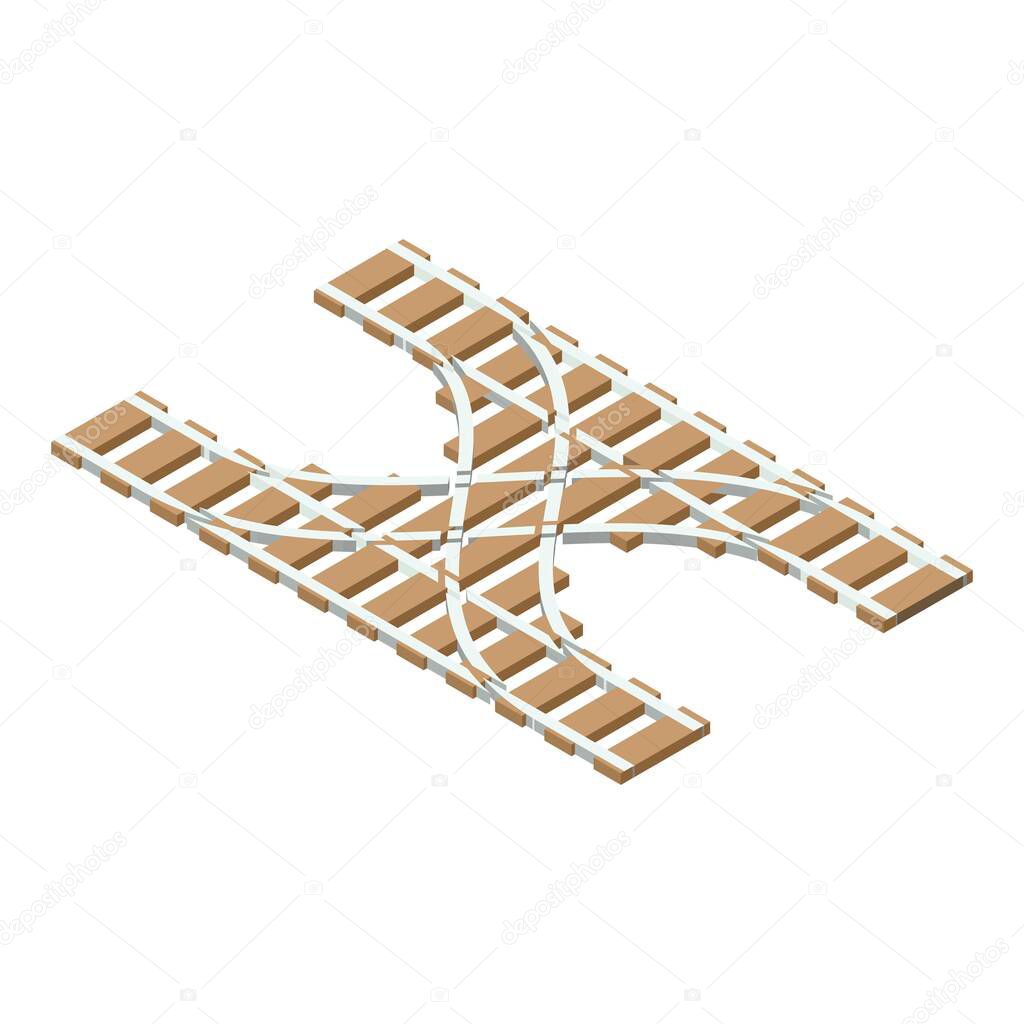Railway intersection icon, isometric style