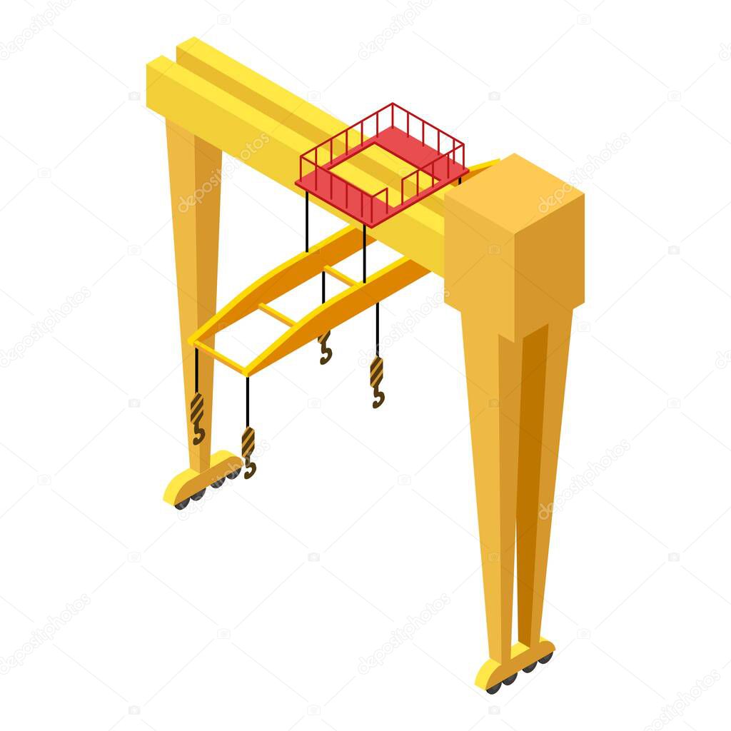 Railway big crane icon, isometric style