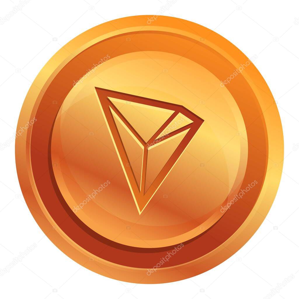 Tron cryptocurrency icon, cartoon style