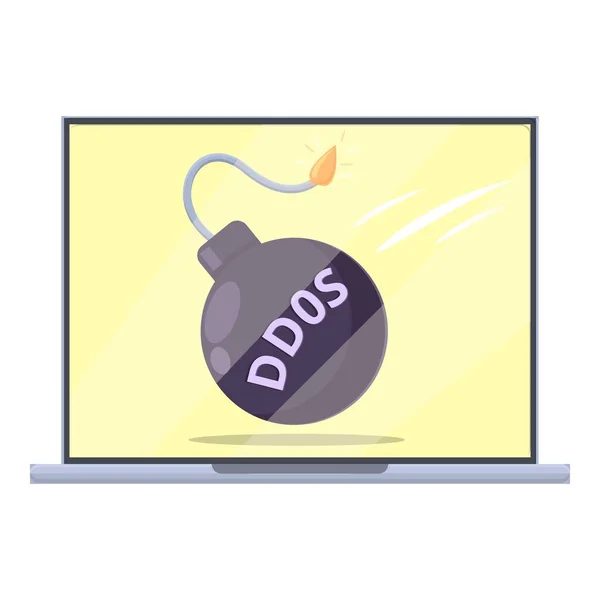 Dos icona bomba malware, stile cartone animato — Vettoriale Stock