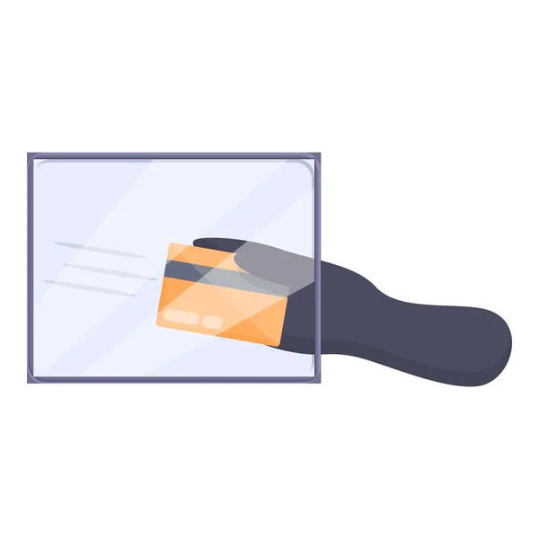 Hackear en línea icono de la tarjeta de crédito, estilo de dibujos animados — Archivo Imágenes Vectoriales