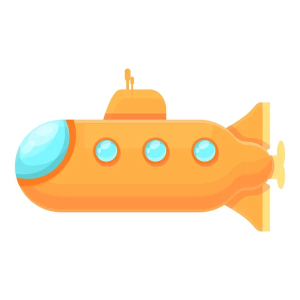 Ícone submarino amarelo, estilo cartoon — Vetor de Stock