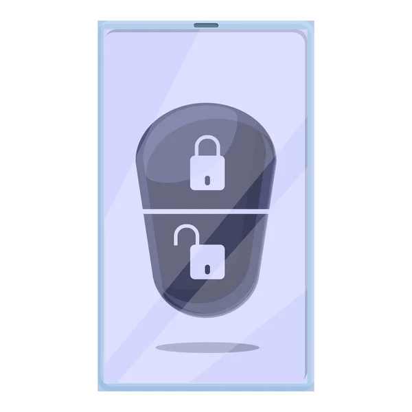 Smartphone smart car key icon, cartoon style — Stock Vector