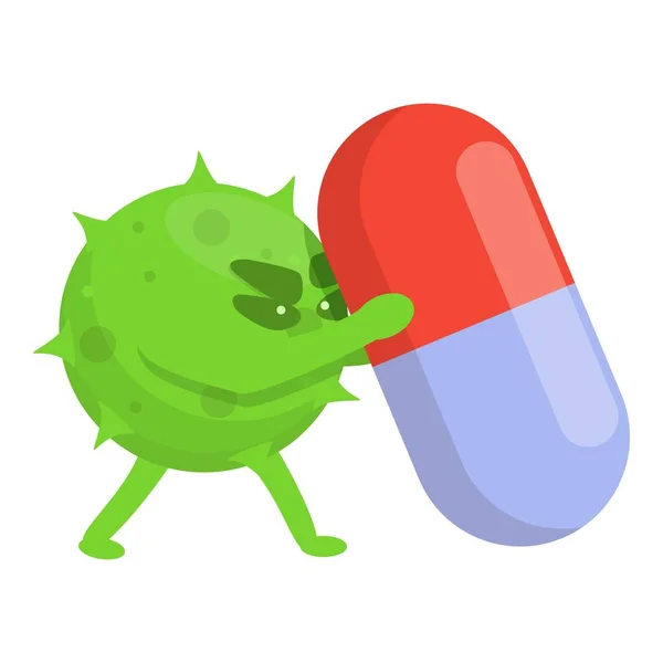 Icono de resistencia antibiótica cápsula, estilo de dibujos animados — Archivo Imágenes Vectoriales