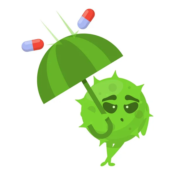 Paraguas icono de resistencia antibiótica, estilo de dibujos animados — Archivo Imágenes Vectoriales