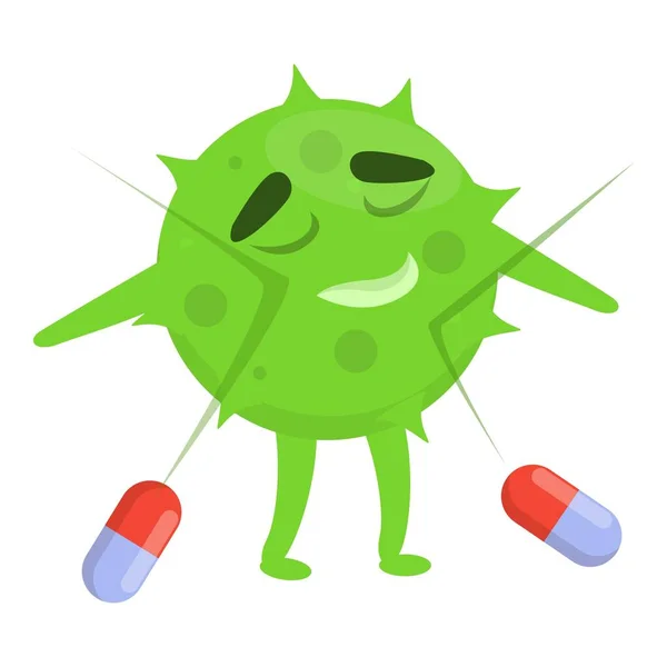 Epidemic antibiotic resistance icon, cartoon style — Stock Vector
