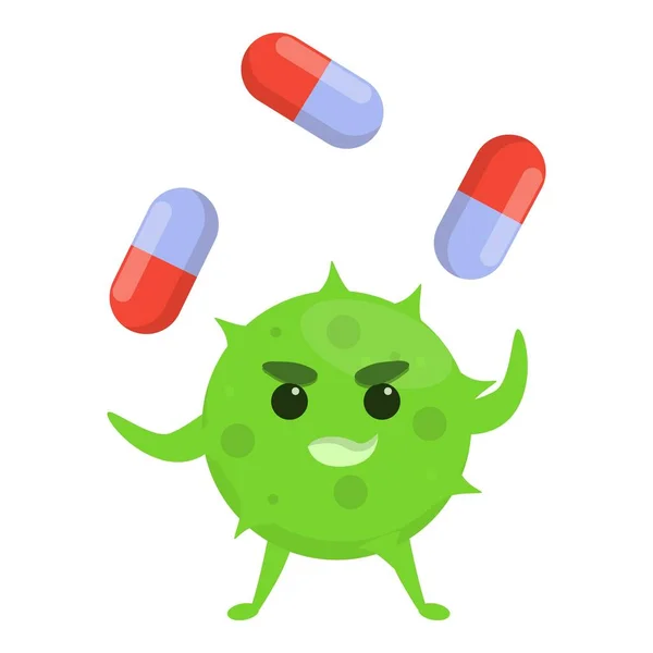 Icono de resistencia a los antibióticos parásitos, estilo de dibujos animados — Archivo Imágenes Vectoriales