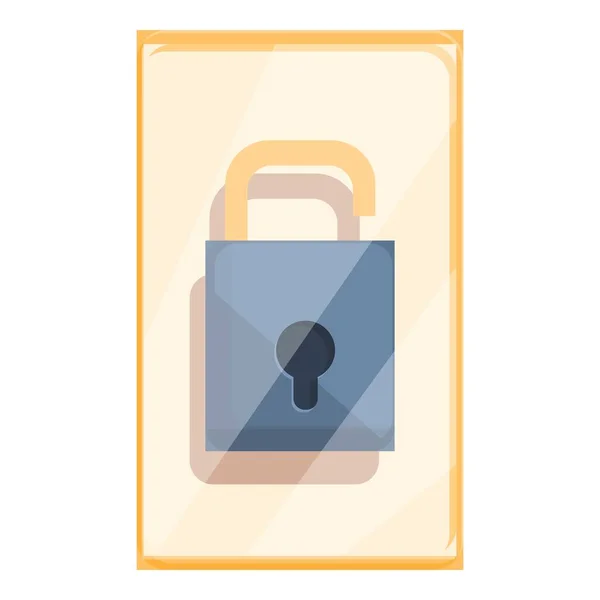 Smartphone lösenord skydd ikon, tecknad stil — Stock vektor
