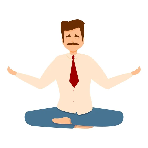 Uomo d'affari icona di meditazione, stile cartone animato — Vettoriale Stock