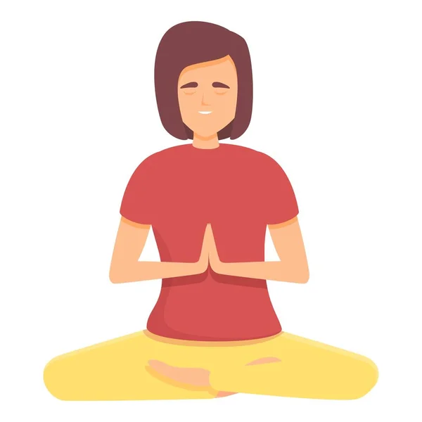 Icono de meditación ayurvédica, estilo de dibujos animados — Vector de stock