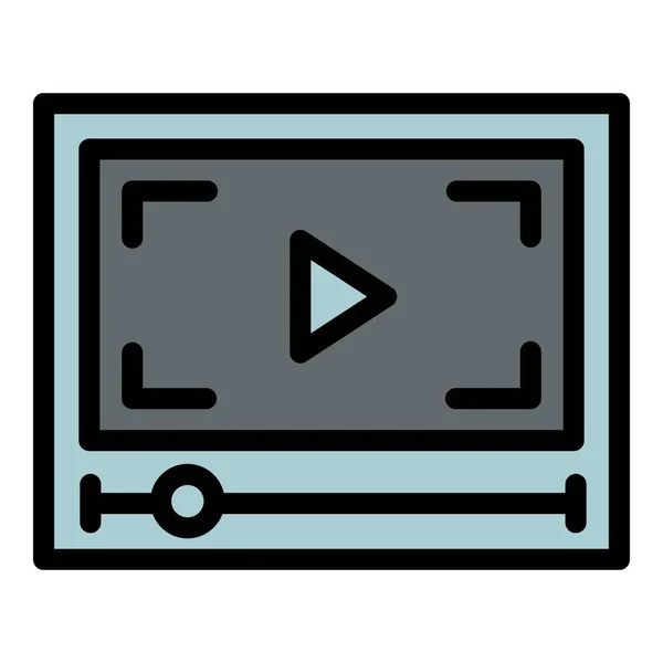 Reproducir icono de clip de película, estilo de esquema — Vector de stock