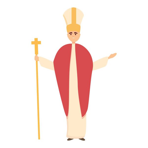 Catholic papa icon, cartoon style