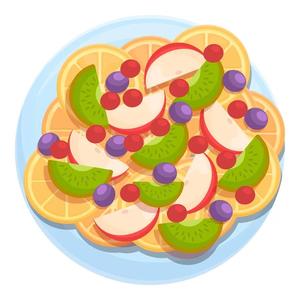 Ícone de salada de frutas vista superior, estilo dos desenhos animados — Vetor de Stock