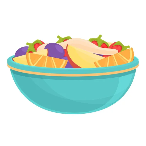 Exotisk frukt sallad ikon, tecknad stil — Stock vektor