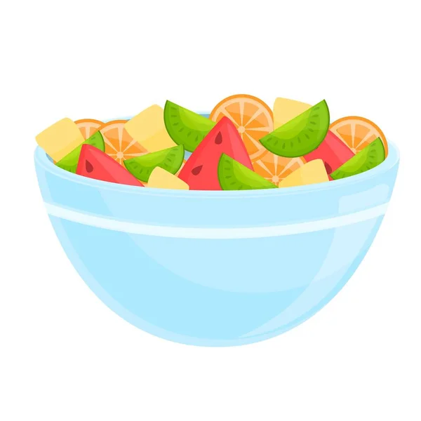 Ikon salad buah lezat, gaya kartun - Stok Vektor