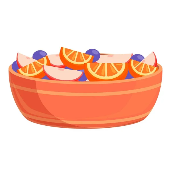 Delicious fruit salad icon, cartoon style - Stok Vektor