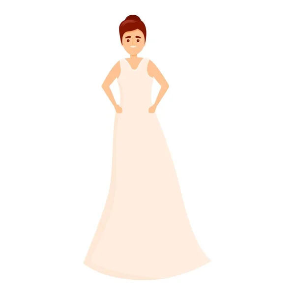 Icono de vestido de novia chica, estilo de dibujos animados — Archivo Imágenes Vectoriales