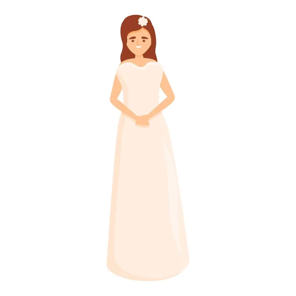 女性のウェディングドレスのアイコン、漫画のスタイル — ストックベクタ