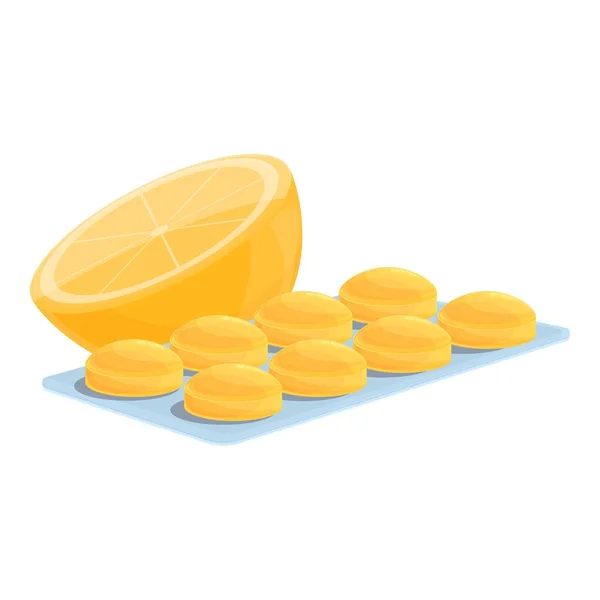 Zitronenhusten-Tropfen-Ikone im Cartoon-Stil — Stockvektor