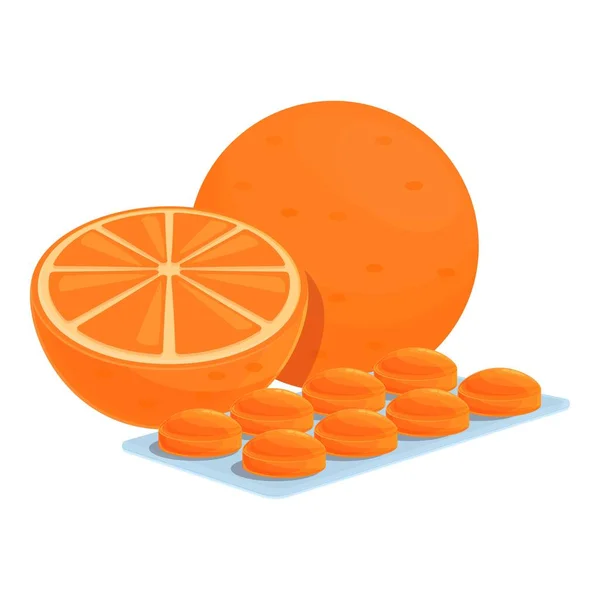 Oranje hoesten druppels pictogram, cartoon stijl — Stockvector