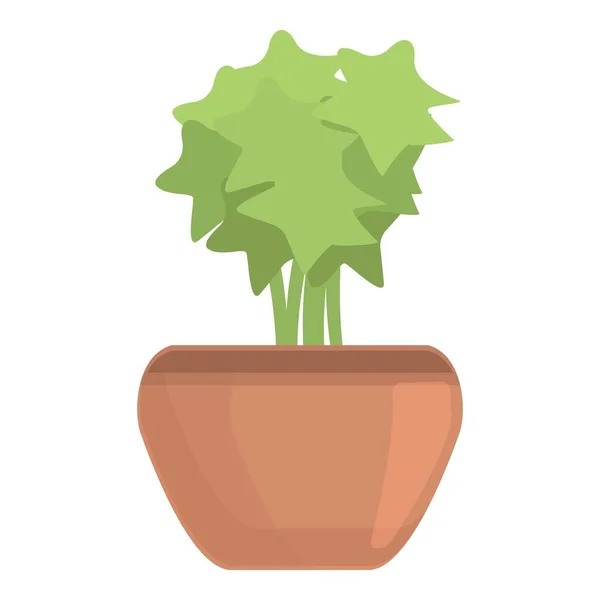 Brote planta icono de la olla, estilo de dibujos animados — Vector de stock