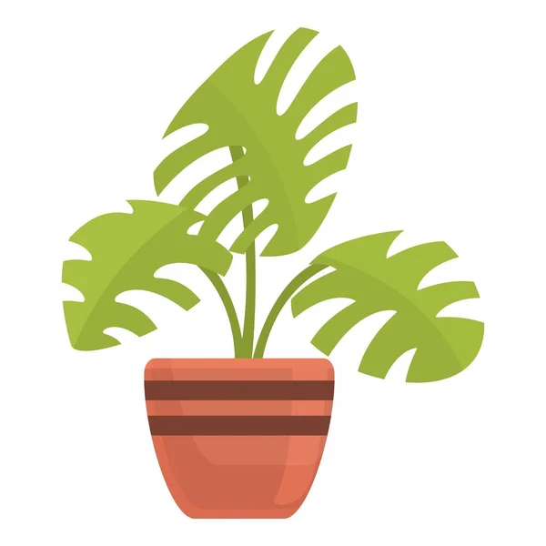 Monstera planta pote ícone, estilo cartoon — Vetor de Stock