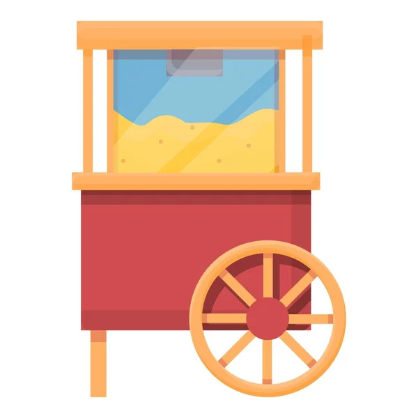 Palomitas de maíz empuje icono del carrito, estilo de dibujos animados — Vector de stock