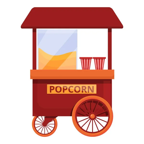 Ícone de venda de carrinho de pipoca, estilo dos desenhos animados — Vetor de Stock