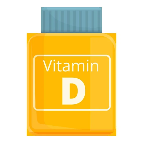 Vitamin d bottle icon, cartoon style — Stock Vector