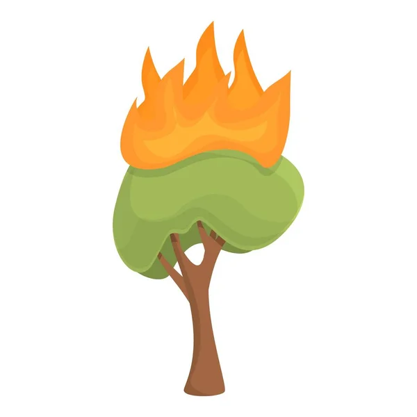 Burning tree icon, cartoon style — Stock Vector