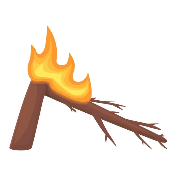 Gammal träd brinnande ikon, tecknad stil — Stock vektor