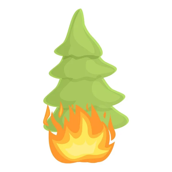 Bosque fuego abeto icono del árbol, estilo de dibujos animados — Archivo Imágenes Vectoriales