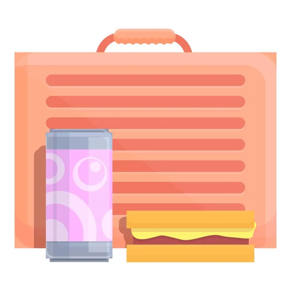 Icono de caja de desayuno escolar, estilo de dibujos animados — Vector de stock