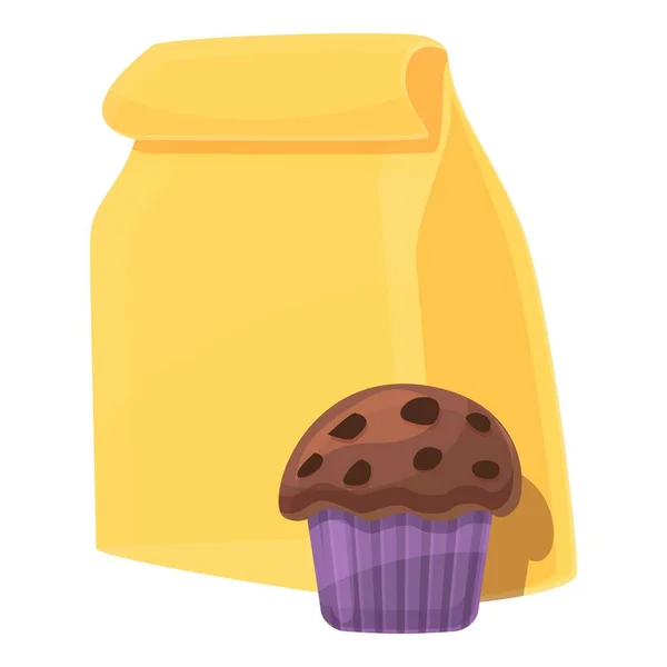 Škola snídaně cupcake ikona, kreslený styl — Stockový vektor