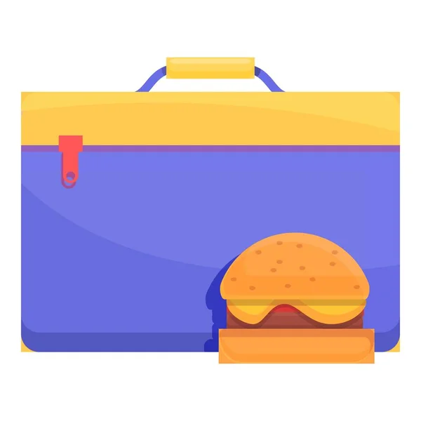 Escuela de desayuno americano hamburguesa icono, estilo de dibujos animados — Vector de stock