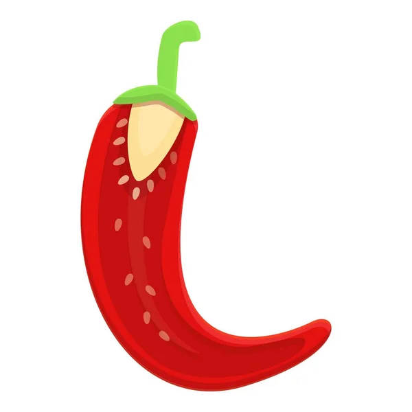 Ícone de meia pimenta vermelha, estilo cartoon — Vetor de Stock