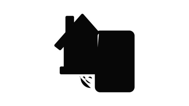 Smart house lock icon animation — Stock Video