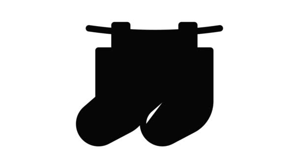 Sokken op touw pictogram animatie — Stockvideo