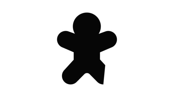 Hombre de jengibre icono de animación — Vídeo de stock